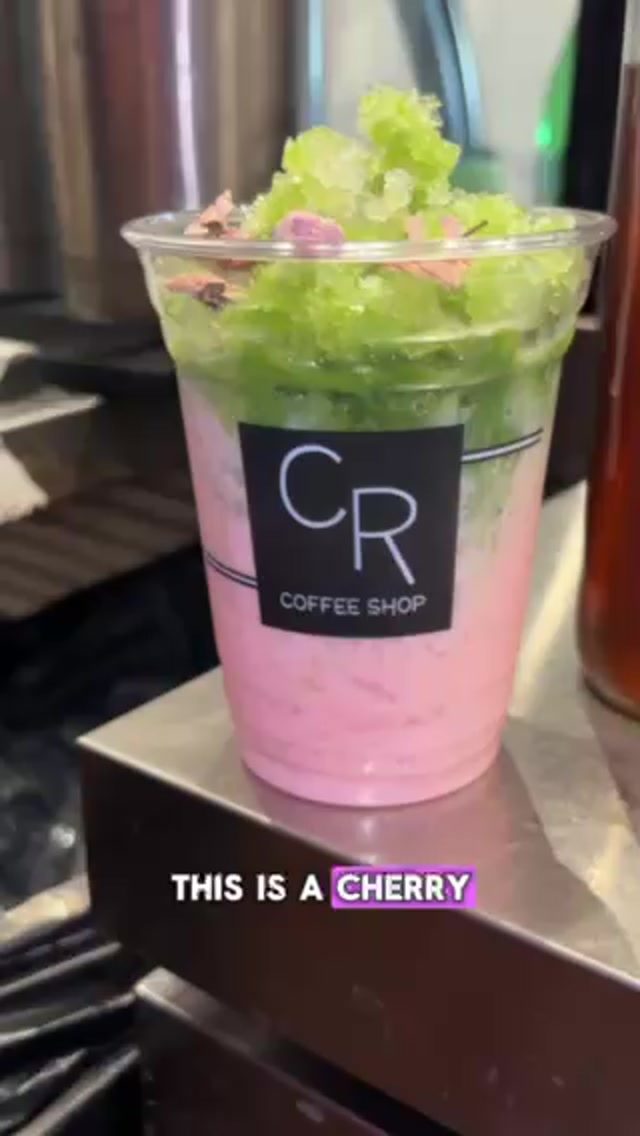 Cherry Blossom Matcha seasonal drink at CR Coffee Shop