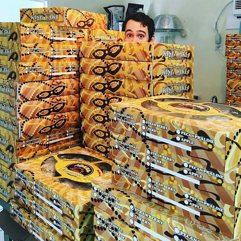 Kevin Pedeaux with king cakes during Magazine Street pop-up