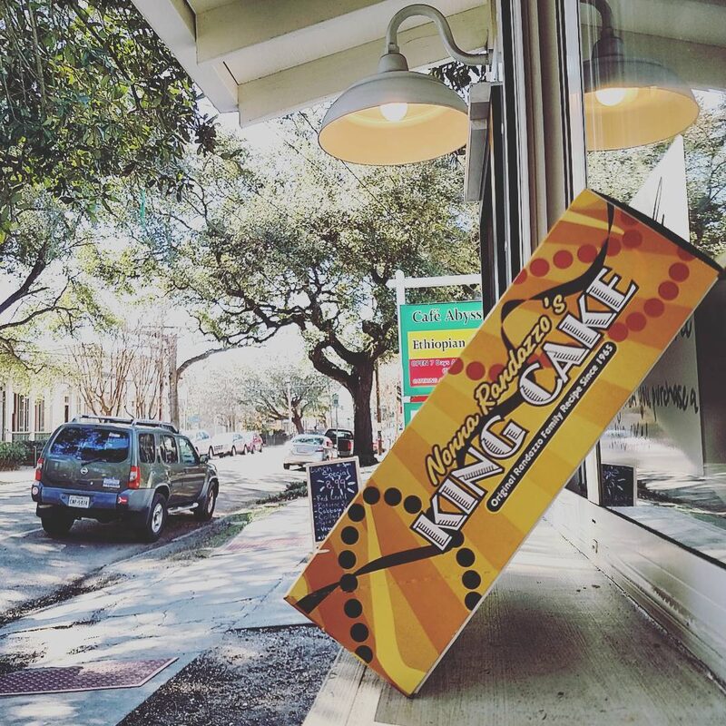 Nonna Randazzo's King Cakes stacked at CR Coffee St. Roch Market