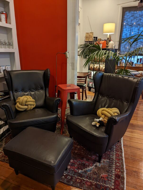 Leather chairs at Magazine Street