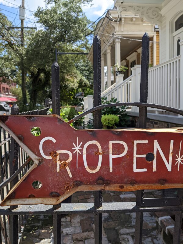 CR Coffee Magazine Street open sign