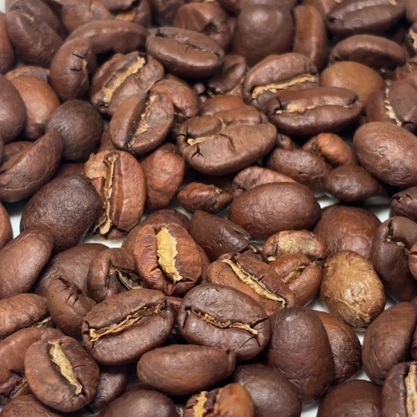 Roasted coffee beans close-up